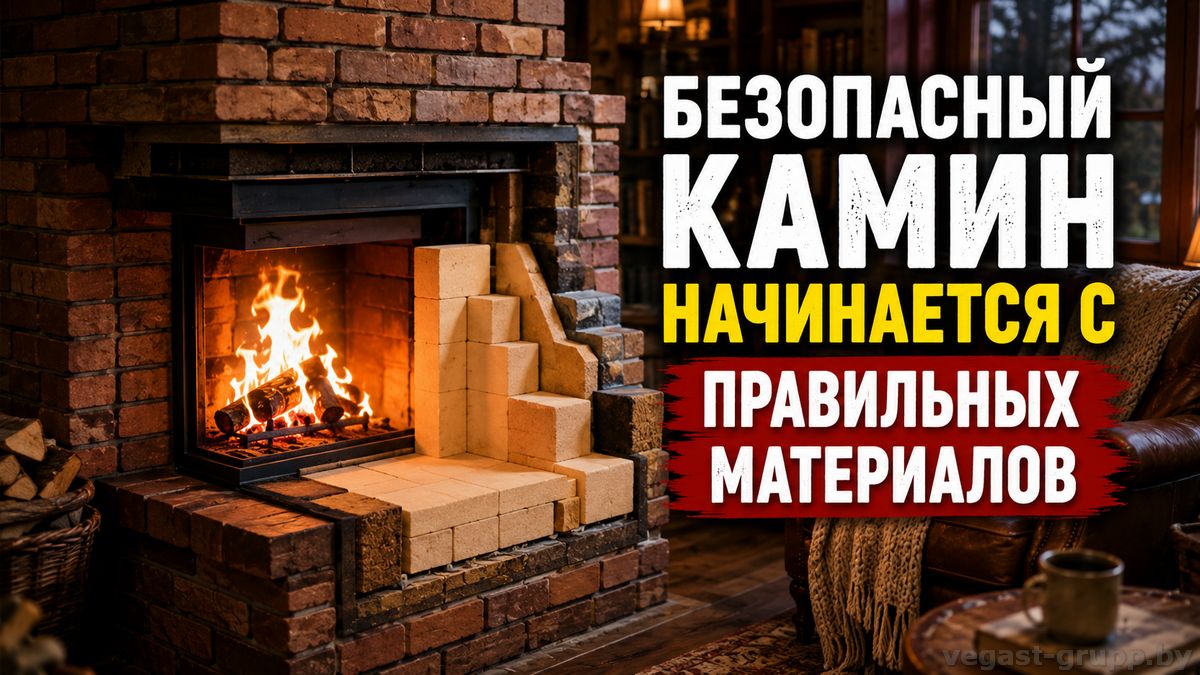 Безопасный кирпичный камин в загородном доме с огнеупорной кладкой